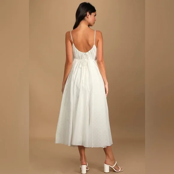 New! Lulus Wishing for Sunshine White Maxi Dress size Medium - Picture 4 of 15
